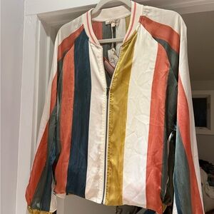 NWT Mystree Multicolor Striped Bomber Jacket